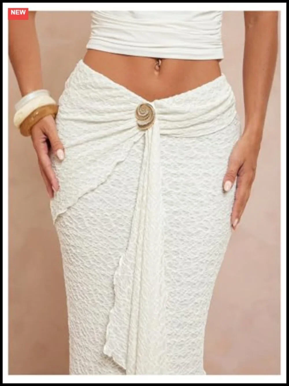 Textured Ruched Ruffle Trim Bodycon Maxi Skirt Boho Asymmetrical Low Waisted